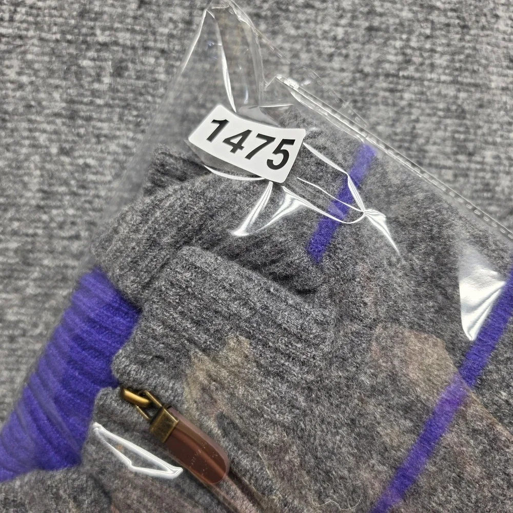 Orvis Mens XL Lambswool Sweater Quarter Zip Gray Purple Striped Outdoor Preppy